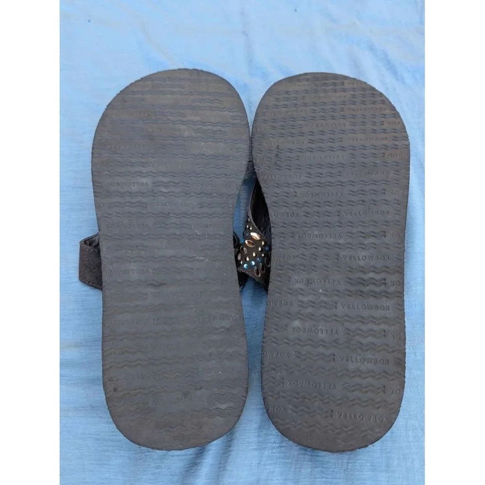 Yellow Box Jovanna Embellished Flip Flops Womens Size 10 Brown Boho - Picture 7 of 9